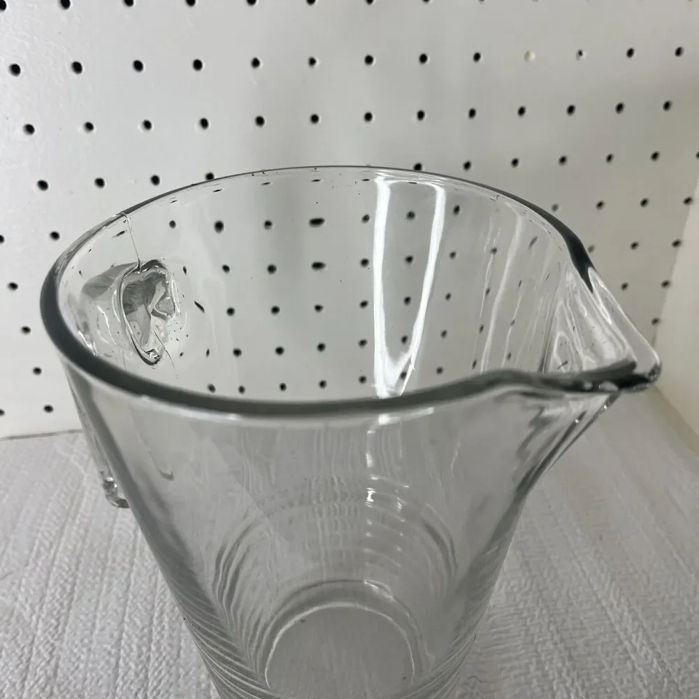 Ikea Clear Glass Svepa Pitcher 32 oz Embossed Ribbed Rings Discontinued